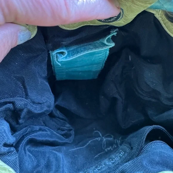 Susan Farber Collections turquoise bag with signature leather vintage